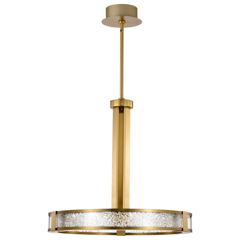 Darrow 24 Inch LED Pendant Vintage Brass Textured Acrylic Panels - Vintage Brass
