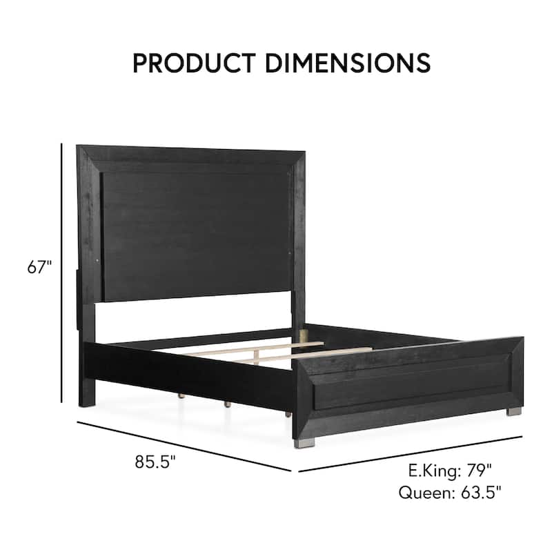 Furniture of America Alaric Modern 2-Piece Black Wood Panel Bedroom Set with LED Headboard