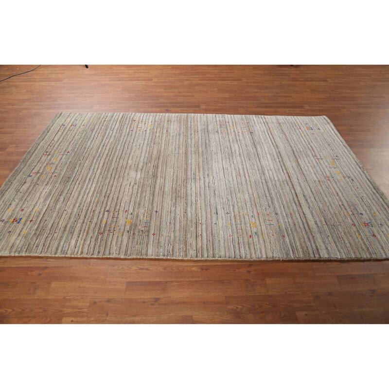 Striped Tribal Gabbeh Oriental Area Rug Handmade Wool Carpet - 4'11"x 7'11"