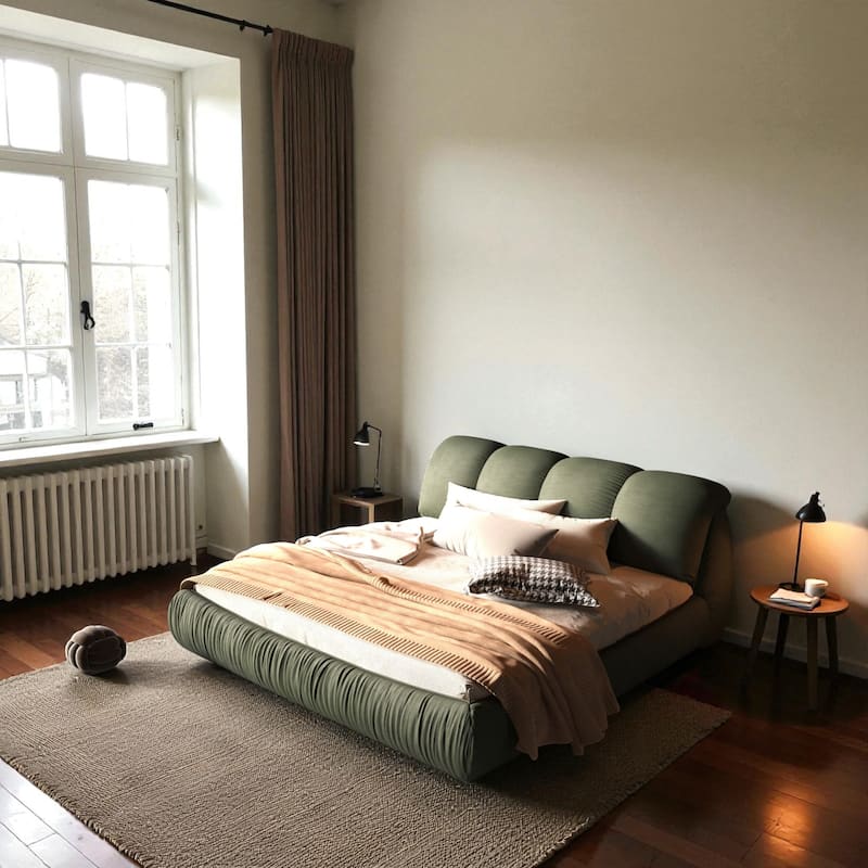 Queen/King Size Luxury Upholstered Platform Bed with Oversized Padded Headboard, Solid Wood Frame & Adjustable Mattress Height