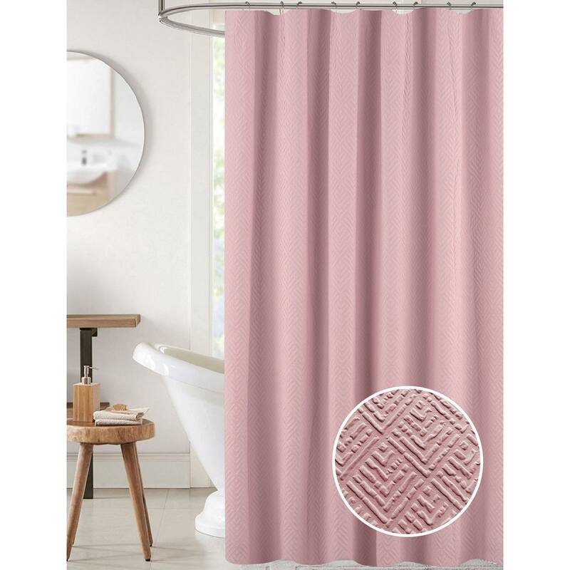 Maggie Embossed Solid Shower Curtain - Blush