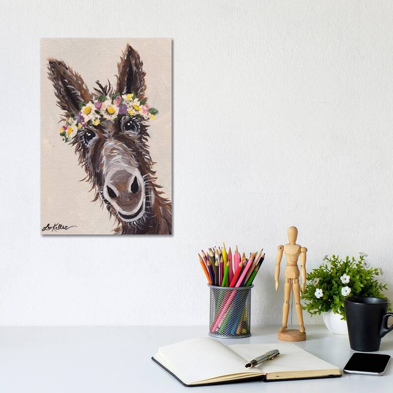 iCanvas "Donkey With Flower Crown" by Hippie Hound Studios Canvas Print - 12x8x0.75