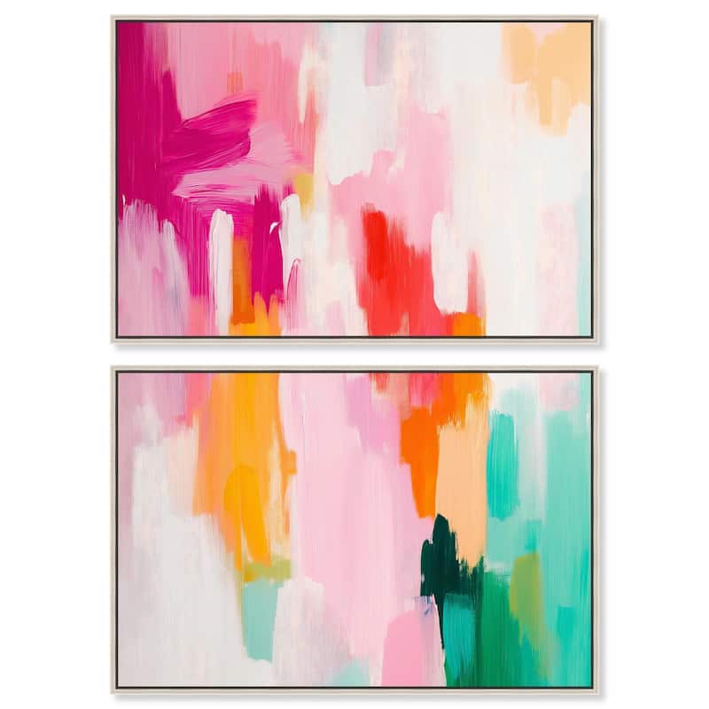 Playful Palette I Canvas Set of 2 by Art Remedy - 24" x 16" - Silver