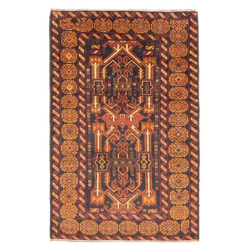 ECARPETGALLERY Hand-knotted Teimani Dark Brown Wool Rug - 2'9 x 4'5