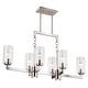 preview thumbnail 1 of 3, Addison 8L LED Nickel Linear Chandelier Island Pendant Light Fixture with Down Light and Switch