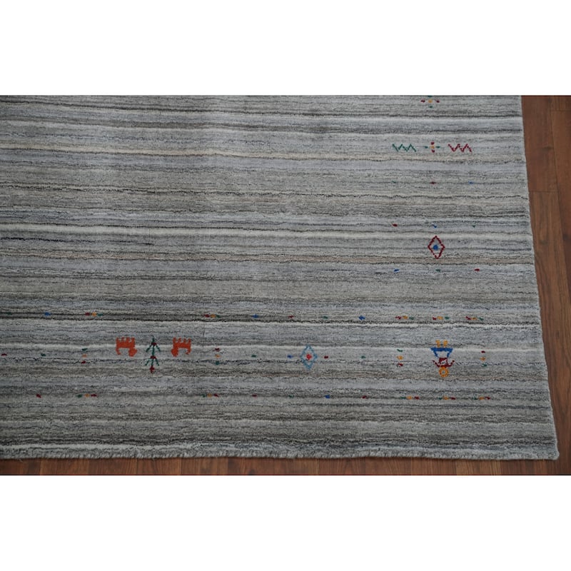 Tribal Gabbeh Indian Area Rug Hand-Knotted Wool Carpet - 4'11" x 8'1"