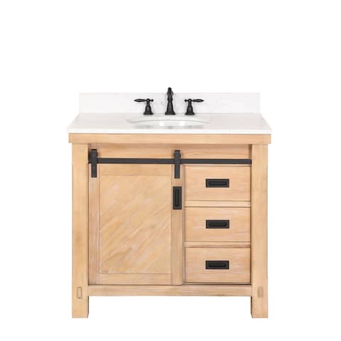 Cortes 36" Single Sink Bath Vanity in Weathered Pine with Countertop