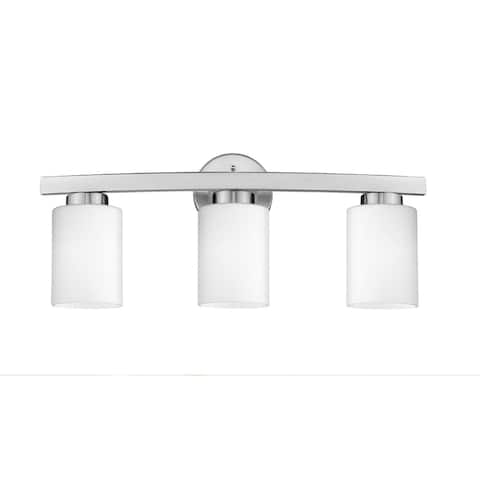 Favorite 3-light Nickel Bath Vanity Light Damp rated with White Glass