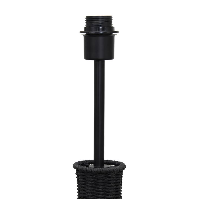 46.75" Tall Rattan Floor Lamp with Linen Shade and Foot Switch Boho Modern Light for Living Room - 10.63”L x 10.63”W x 46.75”H