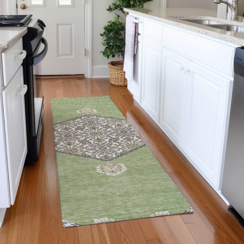 Premium Washable Super Soft Traditional Global Mayfield Rug - Aloe - 2'3" x 7'6"