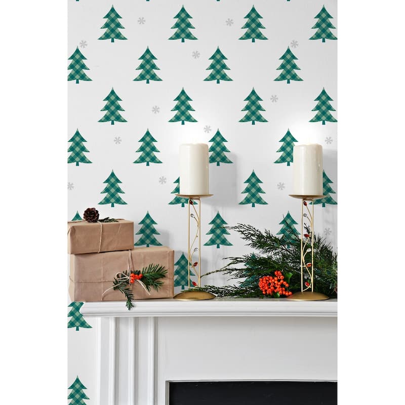 NextWall Plaid Pines Peel and Stick Wallpaper