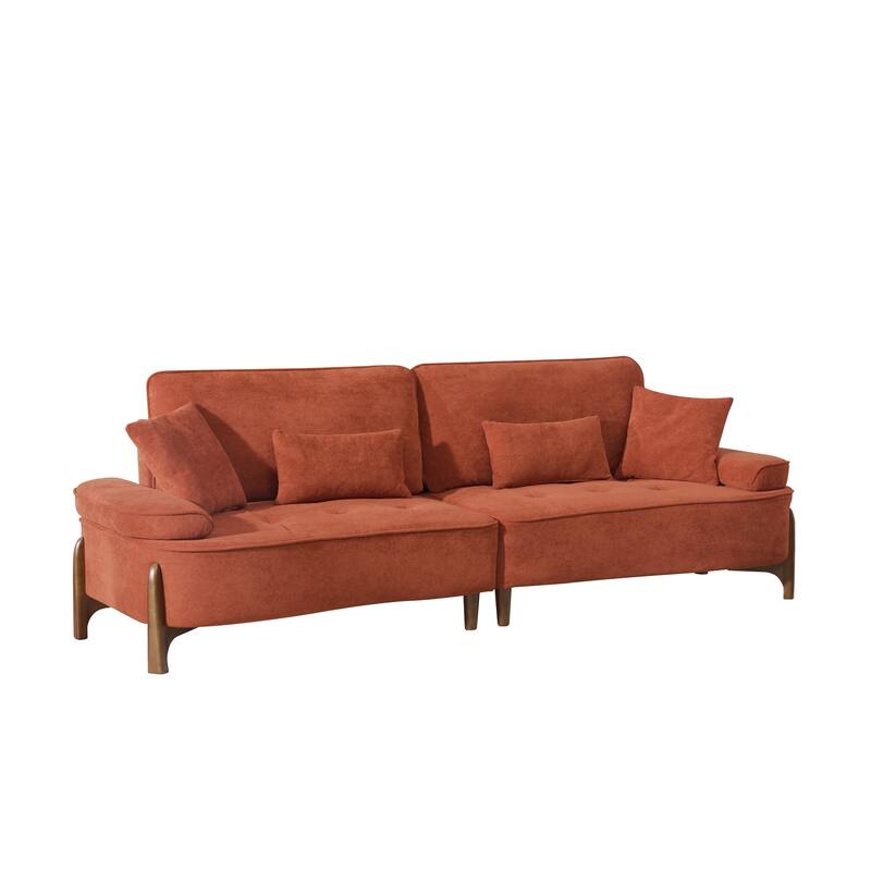 103" Foam 3-Seater Sofa with 4 Pillows, Solid Wood Frame, 600lb Capacity