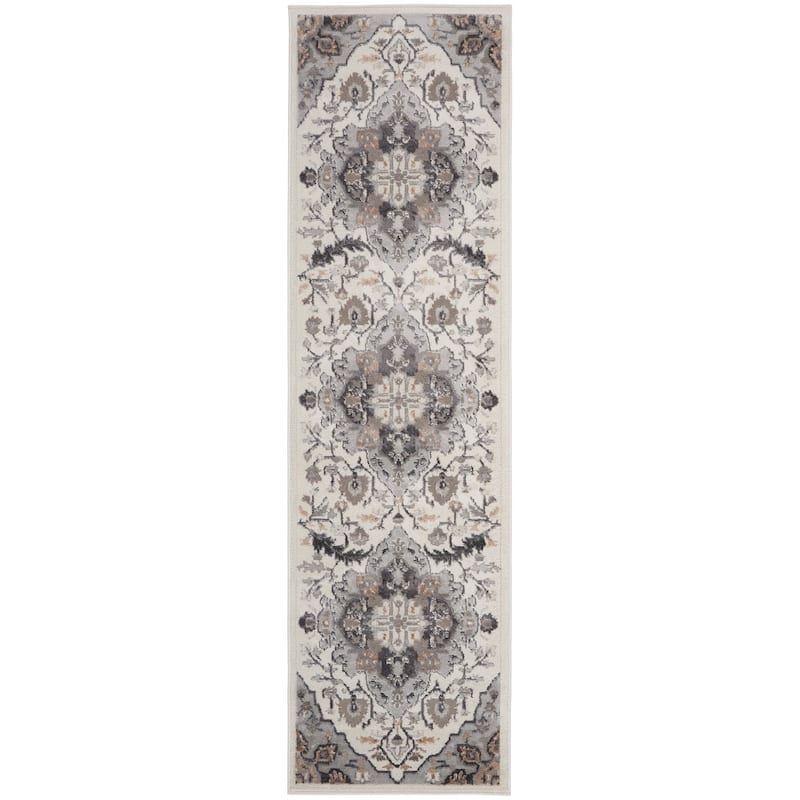 Nourison Elation Persian Floral Medallion Area Rug - 2' x 6' - Ivory/Grey - Runner