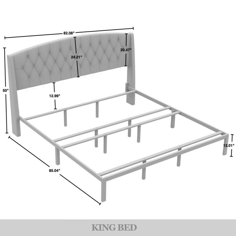 CraftPorch 3 Piece Bedroom Nightstands Set Classic Button Tufted Bed