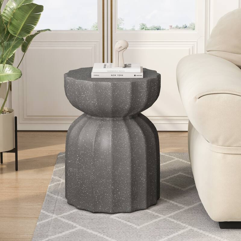 13" Modern Outdoor and Indoor Waterproof Coffee Table and Side Table Set, Durable MgO Cement Design,2PC
