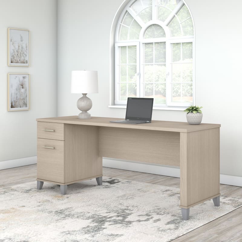 Bush Furniture Somerset 72W Office Desk with Storage Drawers - Sand Oak