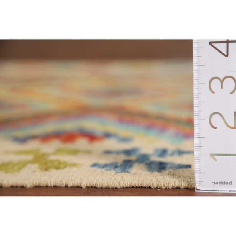 Reversible Kilim Rug Hand-Woven Wool Foyer Carpet - 3'4"x 4'6"