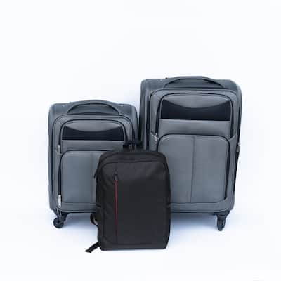 (20+24) Carry-On Fabric Luggage Set, Softshell Lightweight Durable Suitcase with Oxford Cloth Backpack and Universal Wheel