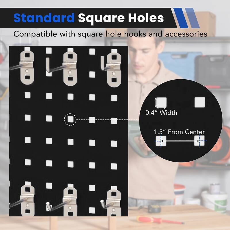 Gymax 3 Pcs Pegboard Wall Organizer w/ 25 Hooks Drill Bit Holder