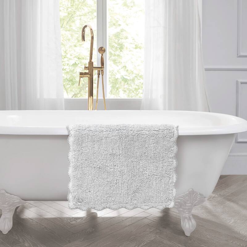 Laura Ashley Heathered Crochet Border Bath Rug
