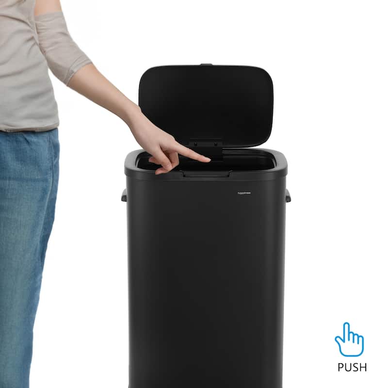 happimess Tammi Kitchen 14.5-Gallon Slim Metal Push Button Trash Can