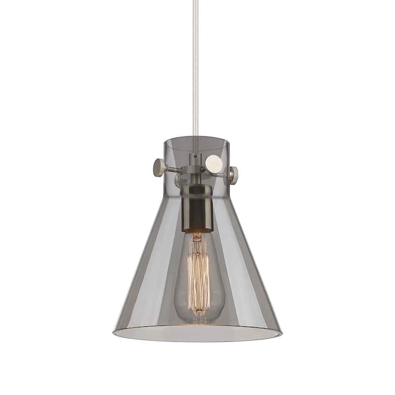 Innovations Lighting 410-1PS-10-8 Newton Cone Pendant Newton Cone 8" - Satin Nickel / Plated Smoke