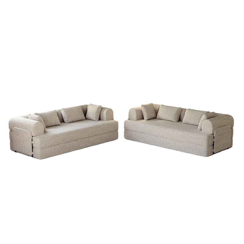 Anmytek Modern Chenille Convertible Sleeper Sofa 78.7" - 2PCS Folding Floor Couch