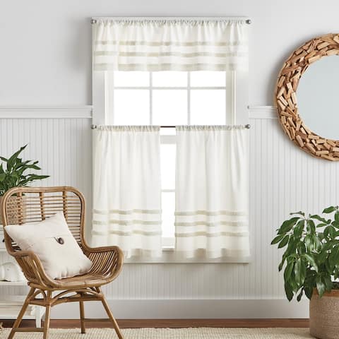 Martha Stewart Water's Edge 3-pc Valance and Tier Set - 1-Valance and 2-36" Tiers