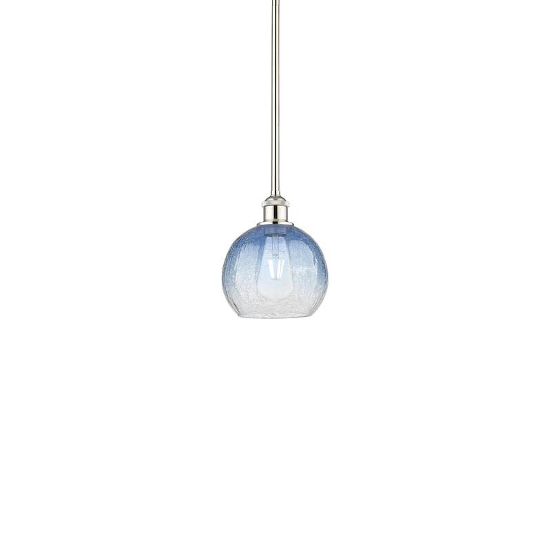 Innovations Lighting 616-1S-10-8 Brookhaven Globe Pendant Brookhaven - Polished Nickel / Sapphire Blue