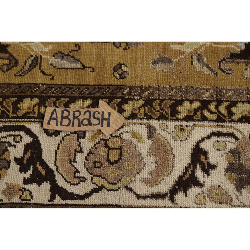 Gold Vegetable Dye Mashad Antique Persian Rug Handmade Wool Carpet - 5'3" x 8'3"