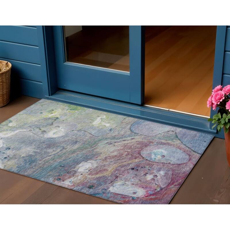 HomeRoots Abstract Transitional Rectangle Outdoor Rug - 3' x 5'