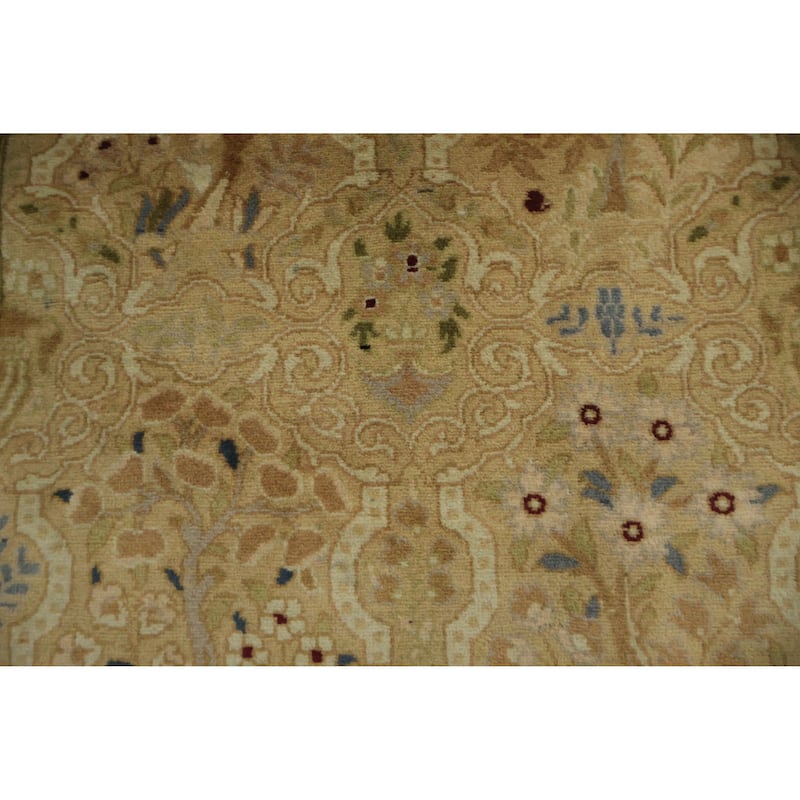 Hand Knotted Oriental 100% Wool Carpet Traditional Floral Yellow & Gold Aubusson Area Rug - 6' 9'' X 6' 2''