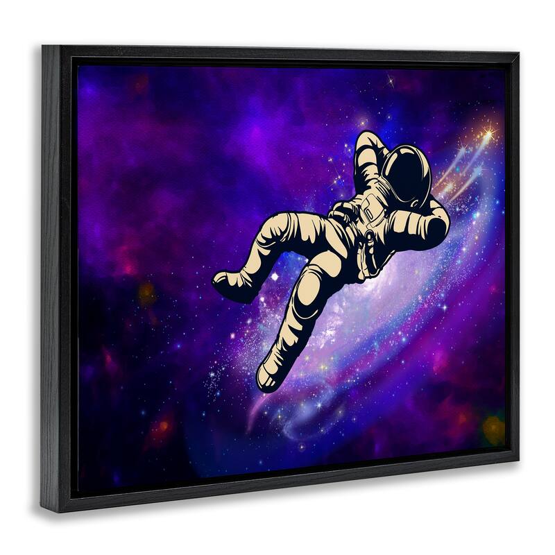 Stupell Relaxing Astronaut in Space Framed Floater Canvas Wall Art Design By Jesse Keith