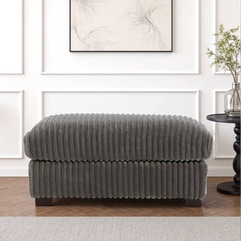 40" W Oversized Rectangle Plush Corduroy Ottoman