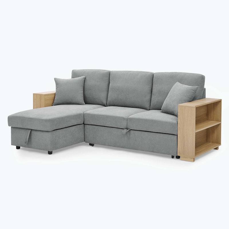 Classic and Cozy L-shape Pull-out Sleeper Sectional Sofa