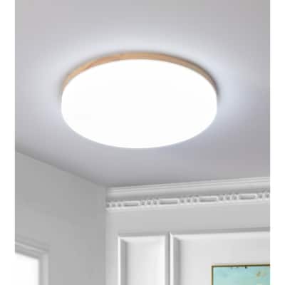Modern Beige 1-Light Circle LED Flush Mount Ceiling Lighting Fixture