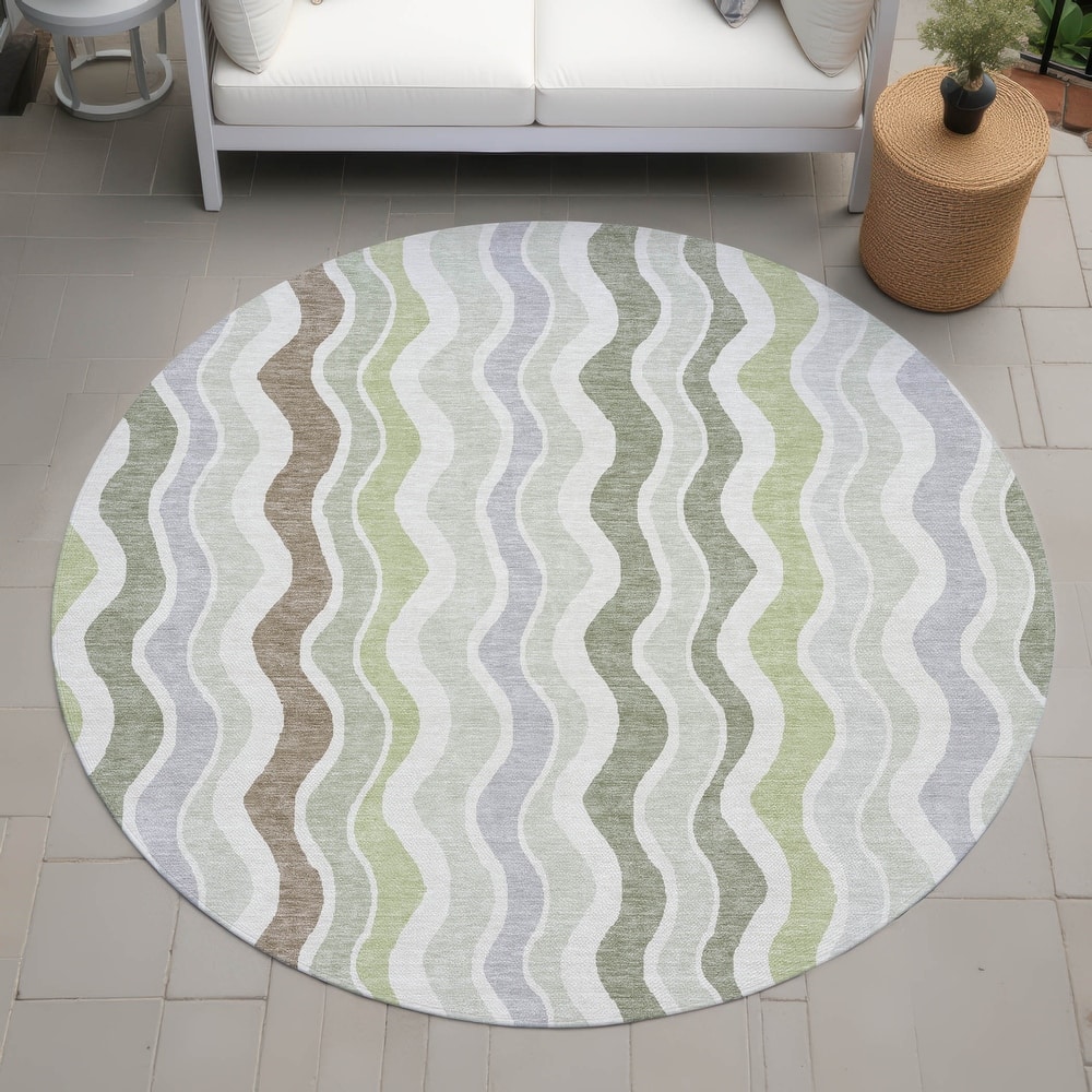 Machine Washable Indoor/ Outdoor Funky Stripe Chantille Rug