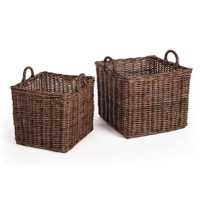 Normandy Square Baskets With Handles, Set Of 2
