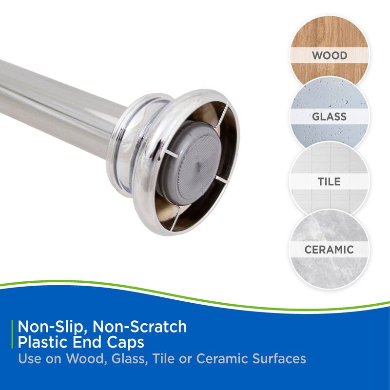 Kenney Twist & Fit No Tools Bell End Camlock Tension Shower Curtain Rod, 42-72" - Chrome