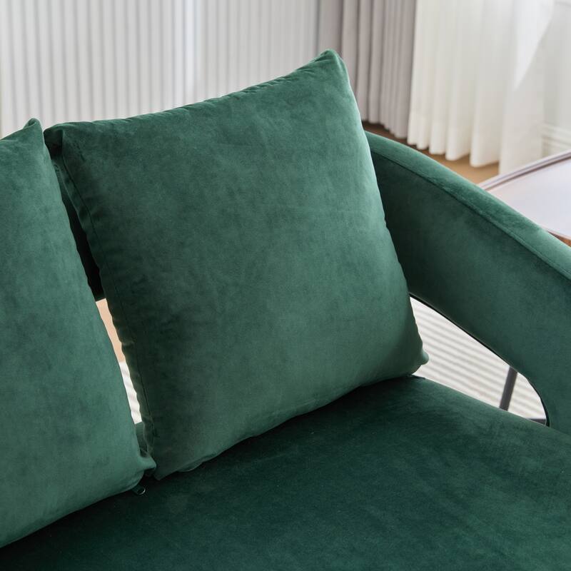 53.7" W Loveseat Sofa,Modern Velvet Sofa Couch with Pillows and Metal Legs