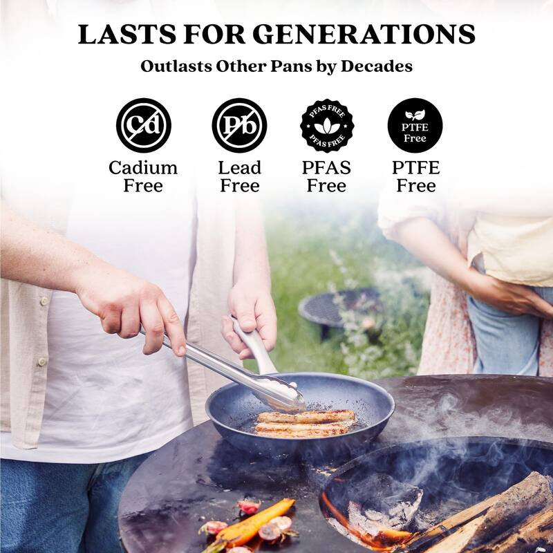Alva Black Angus Pre-Seasoned Carbon Steel Frying Pan, Naturally Nonstick