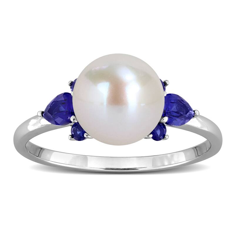Miadora Cultured Freshwater Pearl and Gemstone Ring White or Yellow 14k Gold