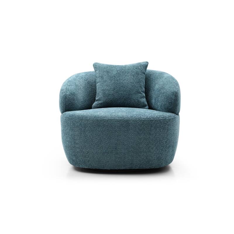 34.6" 360° Swivel Barrel Chair with Solid Wood Frame