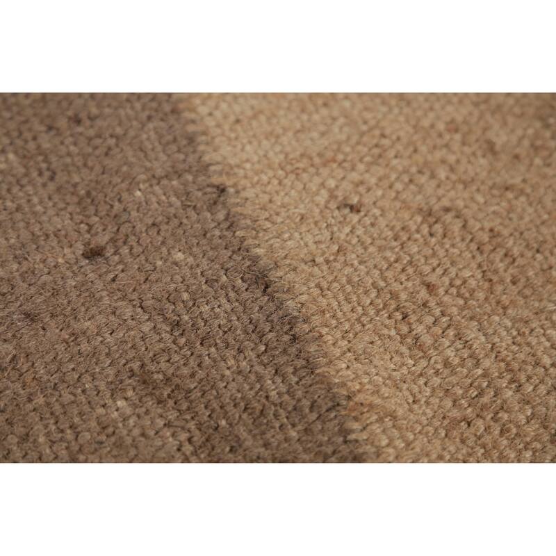 Hand Woven Oriental 100% Jute Carpet Southwestern Modern Brown Kilim Area Rug - 14' 2'' X 10' 5''