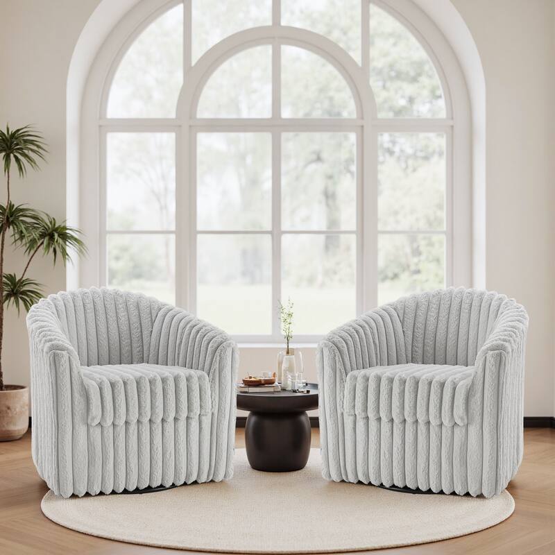 Modern Cotton Flannel Swivel Accent Chair Plush Barral Chair