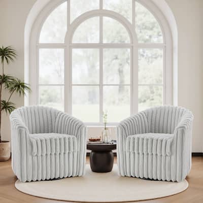 Modern Cotton Flannel Swivel Accent Chair Plush Barral Chair