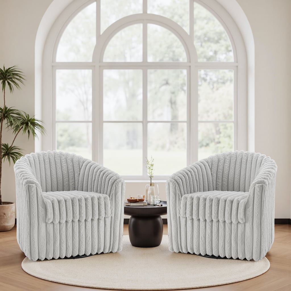 Modern Cotton Flannel Swivel Accent Chair Plush Barral Chair