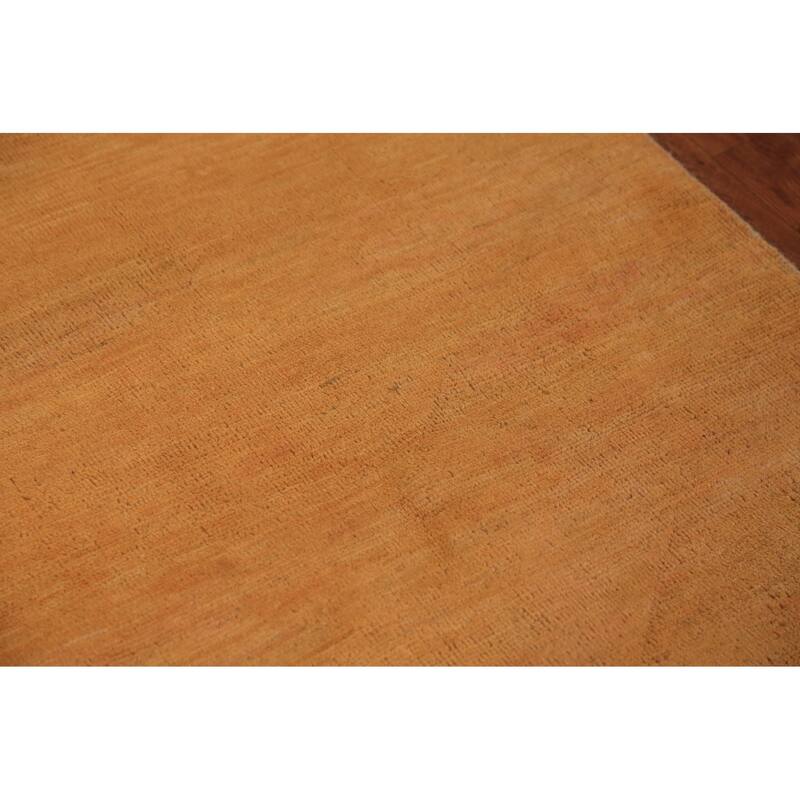 Orange Gabbeh Oriental Rug Hand-Knotted Wool Carpet - 3'0" x 3'10"
