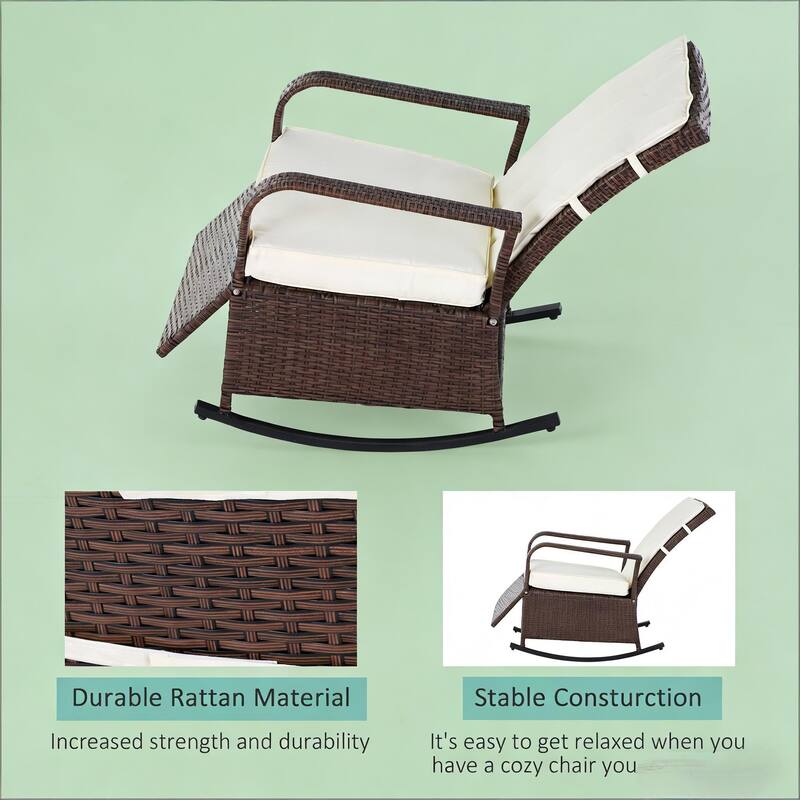 GDFStudio - Oliver Outdoor Rocking Rattan Recliner Designed for Deep Relaxation