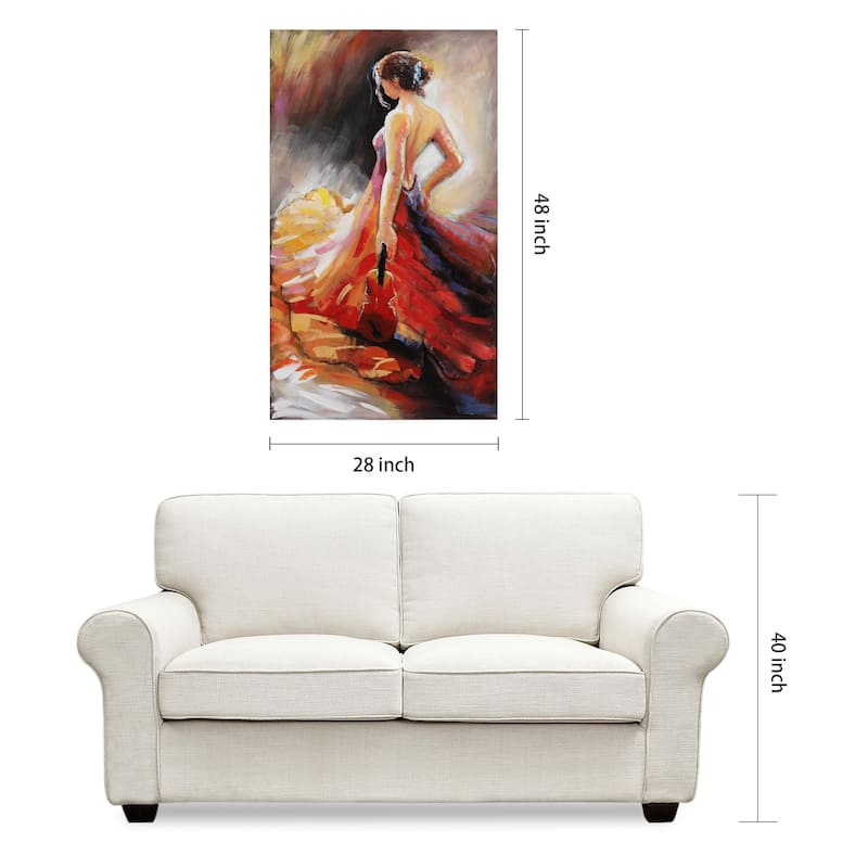 "Flamenco" Women in Beautiful Dress Mixed Media Iron Hand Painted Dimensional Wall Art